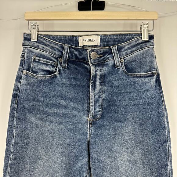 Evereve The Ever Straight Jeans Women Sz 27 Blue High Rise Button Fly Minimalist - Picture 3 of 15